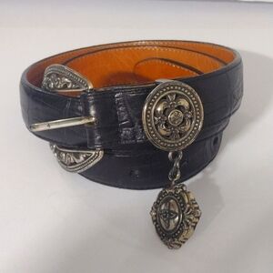 Brighton Museum Collection Locket Belt Medium #43203 Alligator Black Vintage